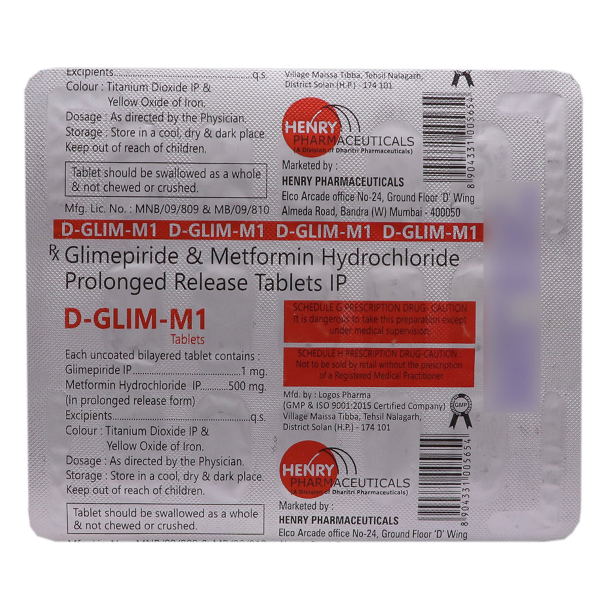 D-Glim-M 1 Tablet 15's, Pack of 15 TABLETS D-Glim-M 1 Tablet 15's, Pack of 15 TABLETS