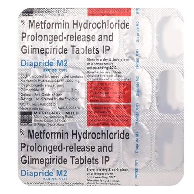 Diapride M 2 Tablet 15's, Pack of 15 TabletS