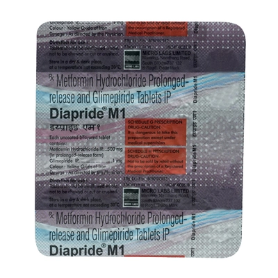 Diapride M 1 Tablet 15's, Pack of 15 TABLETS