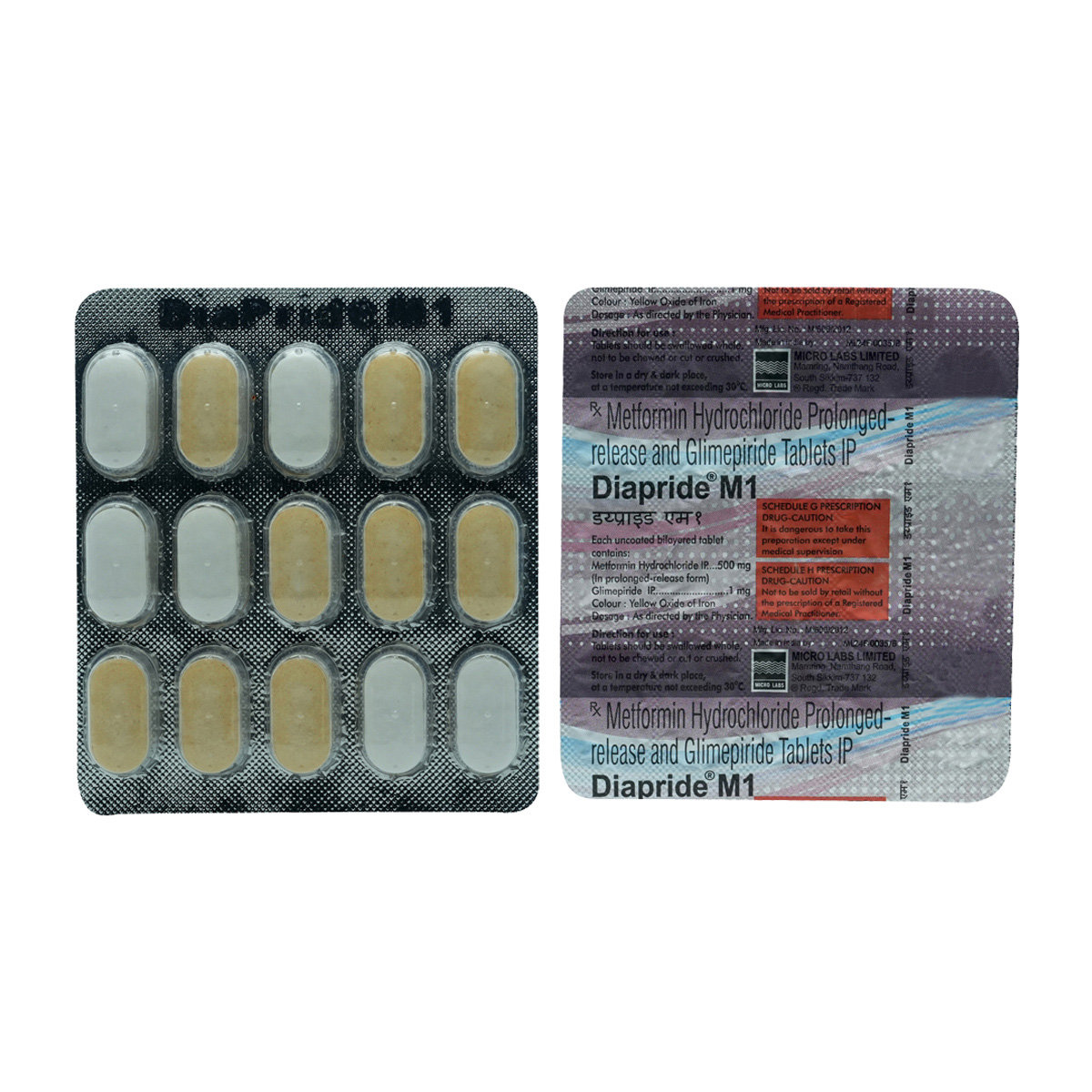 Diapride M 1 Tablet 15's, Pack of 15 TABLETS Diapride M 1 Tablet 15's, Pack of 15 TABLETS