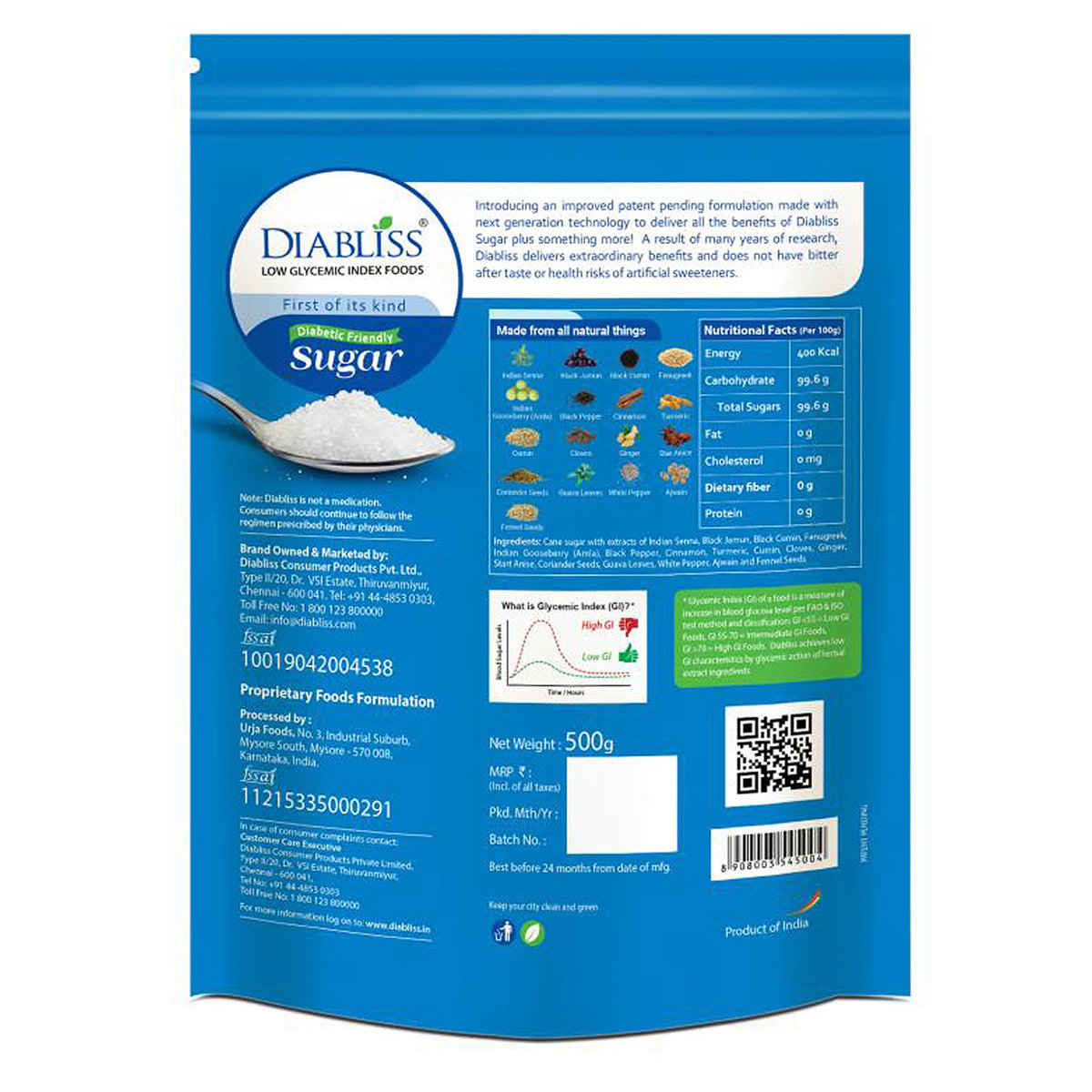 Diabliss Diabetic Friendly Sugar, 500 gm, Pack of 1 Diabliss Diabetic Friendly Sugar, 500 gm, Pack of 1