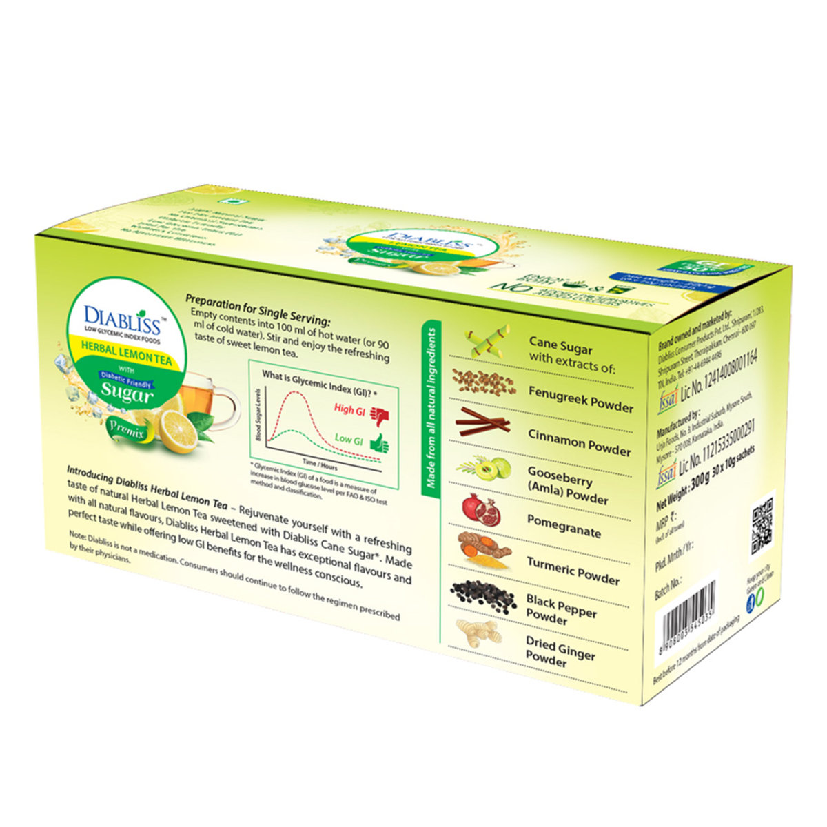 Diabliss Diabetic Friendly Lemon Tea, 30 Sachets, Pack of 1 Diabliss Diabetic Friendly Lemon Tea, 30 Sachets, Pack of 1