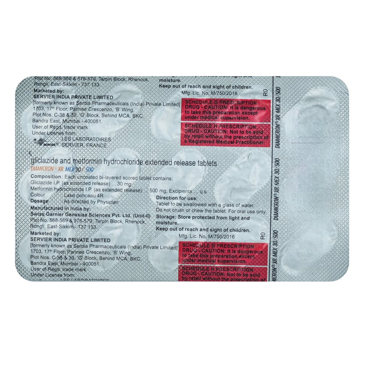 Diamicron XR Mex 30/500 Tablet 15's, Pack of 15 TabletS Diamicron XR Mex 30/500 Tablet 15's, Pack of 15 TabletS