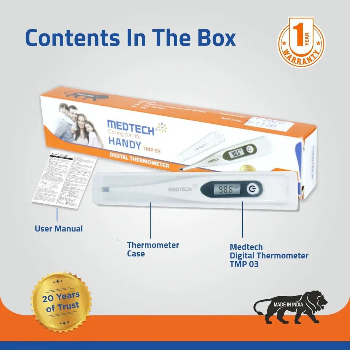Medtech TMP 03 Digital Handy Thermometer, 1 Count, Pack of 1 Medtech TMP 03 Digital Handy Thermometer, 1 Count, Pack of 1