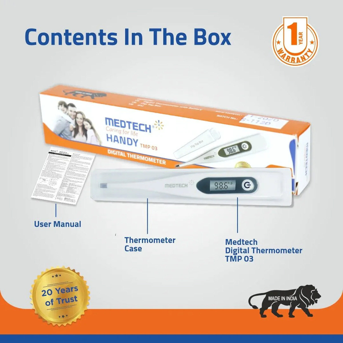 Medtech TMP 03 Digital Handy Thermometer, 1 Count, Pack of 1 Medtech TMP 03 Digital Handy Thermometer, 1 Count, Pack of 1
