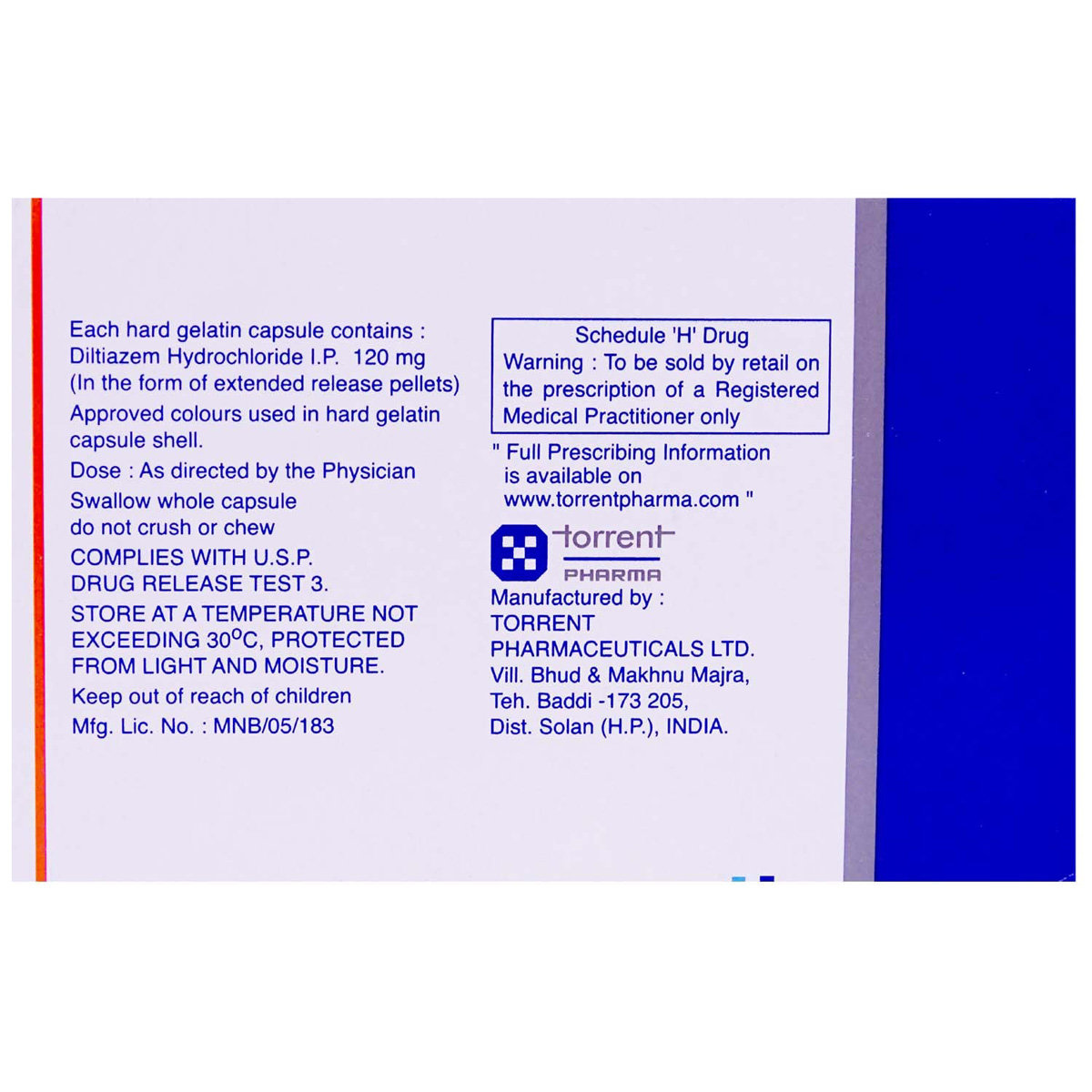 Dilzem CD-120 Capsule 10's, Pack of 10 CAPSULES Dilzem CD-120 Capsule 10's, Pack of 10 CAPSULES