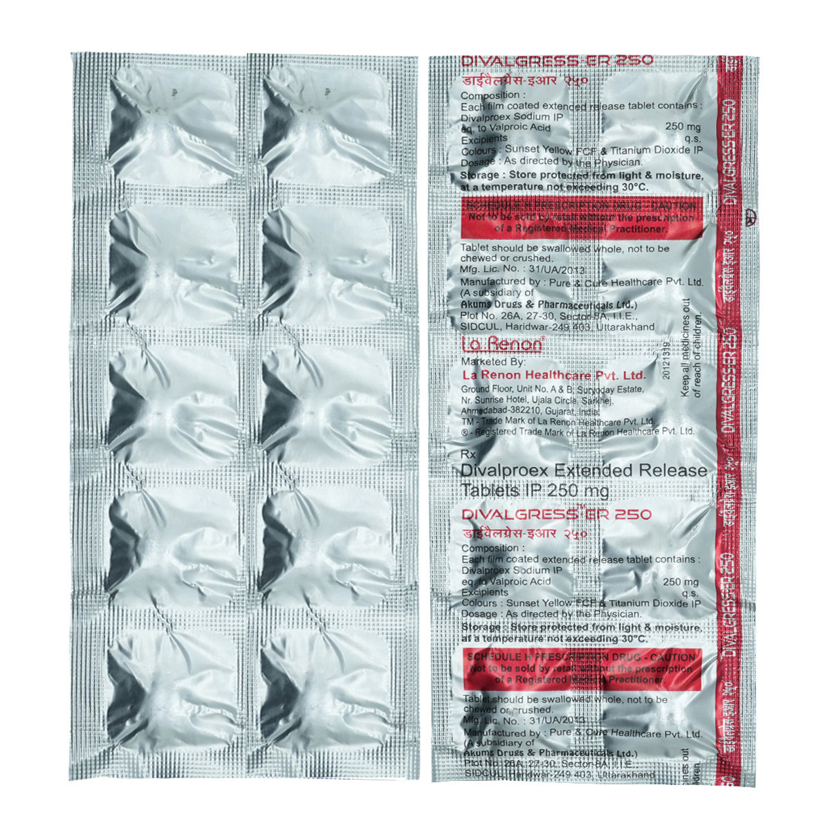 Divalgress-ER 250 Tablet 10's, Pack of 10 TABLETS Divalgress-ER 250 Tablet 10's, Pack of 10 TABLETS
