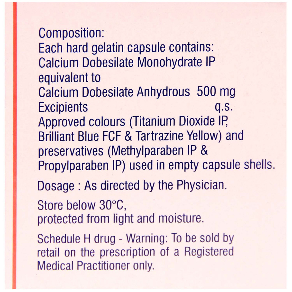 Dobesil 500 Capsule 10's, Pack of 10 CAPSULES Dobesil 500 Capsule 10's, Pack of 10 CAPSULES