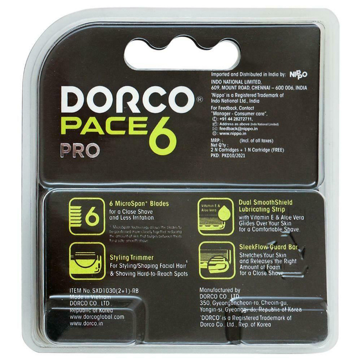 Dorco Pace Pro 6 Cartridges, 2 Count, Pack of 1 Dorco Pace Pro 6 Cartridges, 2 Count, Pack of 1