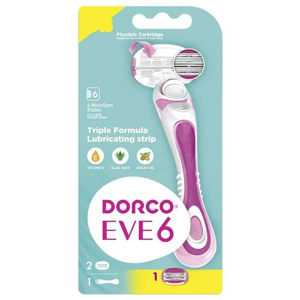 Dorco Eve 6 Razor+Cartridge, 2 Count, Pack of 1