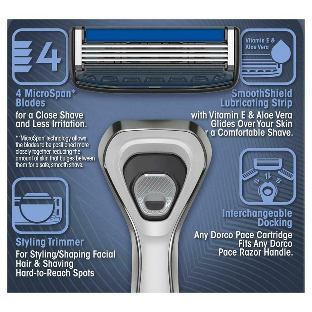 Dorco Pace Pro 4 Razor+Cartridge, 2 Count, Pack of 1 Dorco Pace Pro 4 Razor+Cartridge, 2 Count, Pack of 1