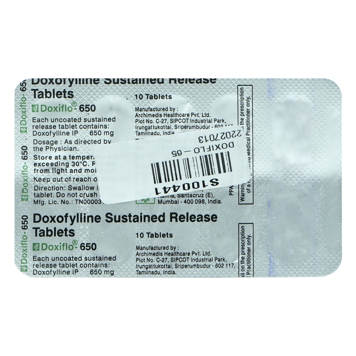 Doxiflo 650 Tablet 10's, Pack of 10 TABLETS Doxiflo 650 Tablet 10's, Pack of 10 TABLETS