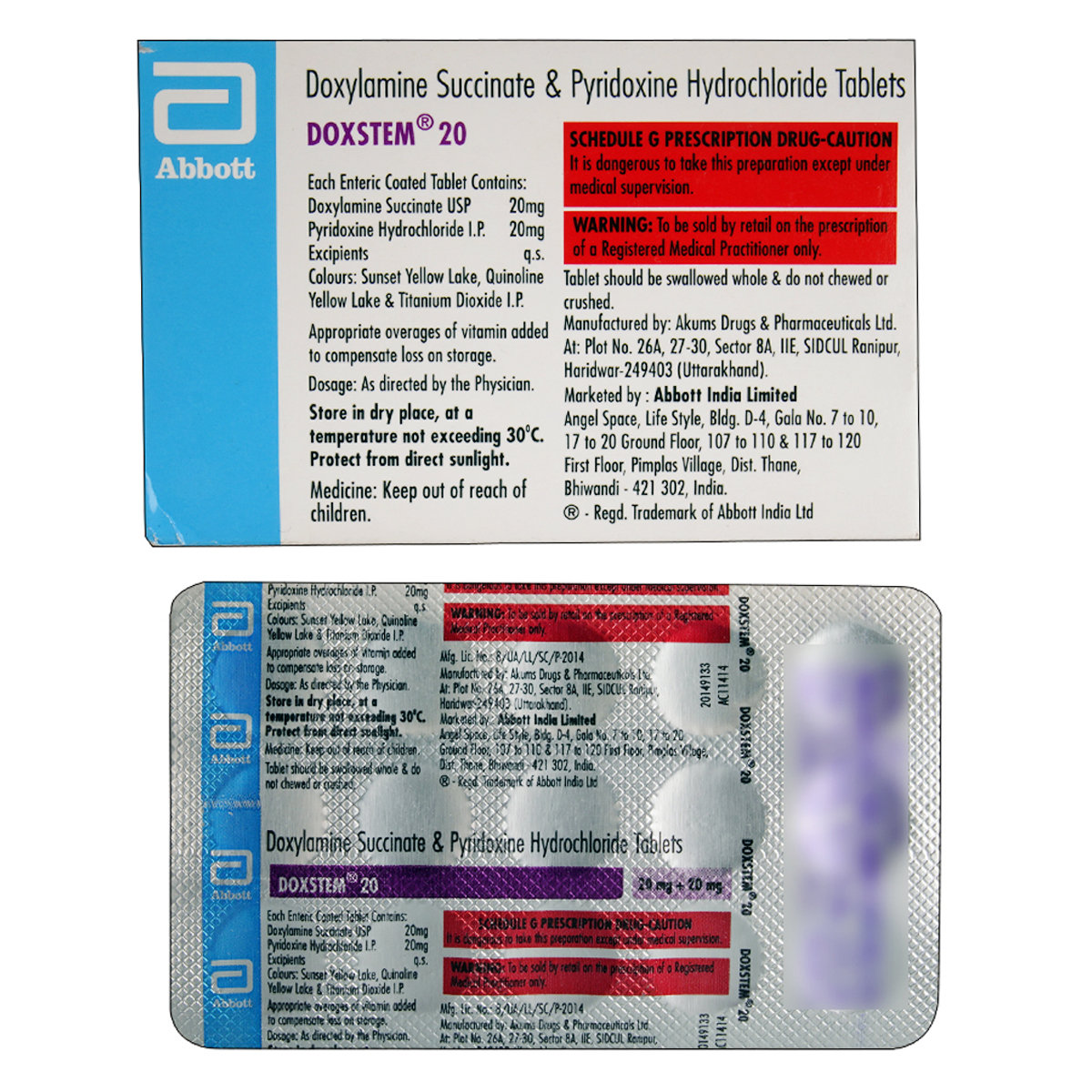 Doxstem 20 mg/20 mg Tablet 15's, Pack of 15 Doxstem 20 mg/20 mg Tablet 15's, Pack of 15