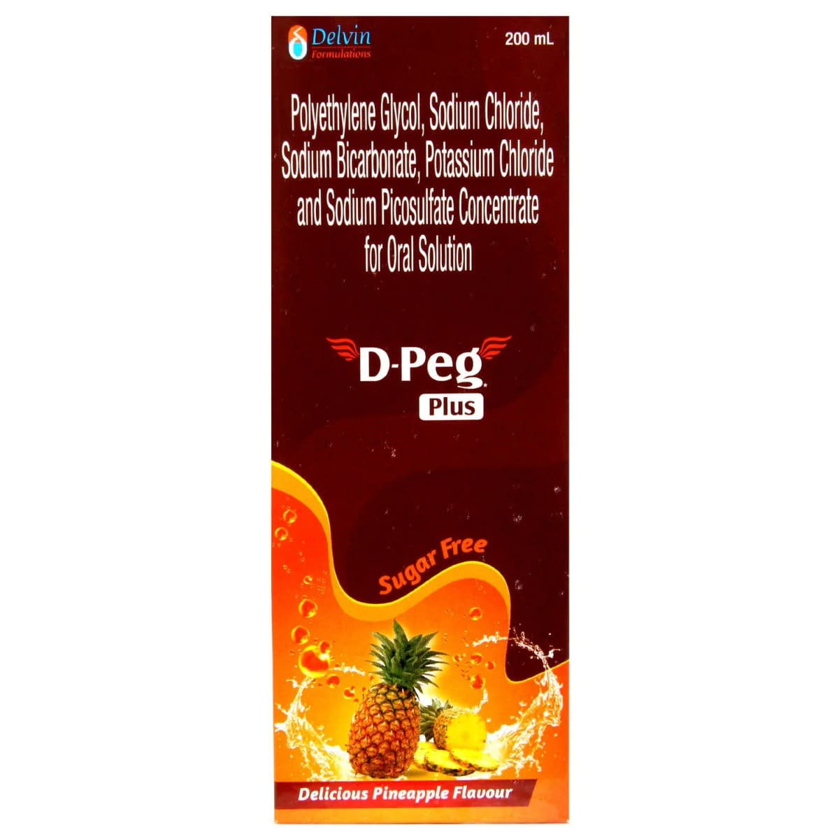 Buy D Peg Plus Sugar Free Pineapple Oral Solution 200 ml Online