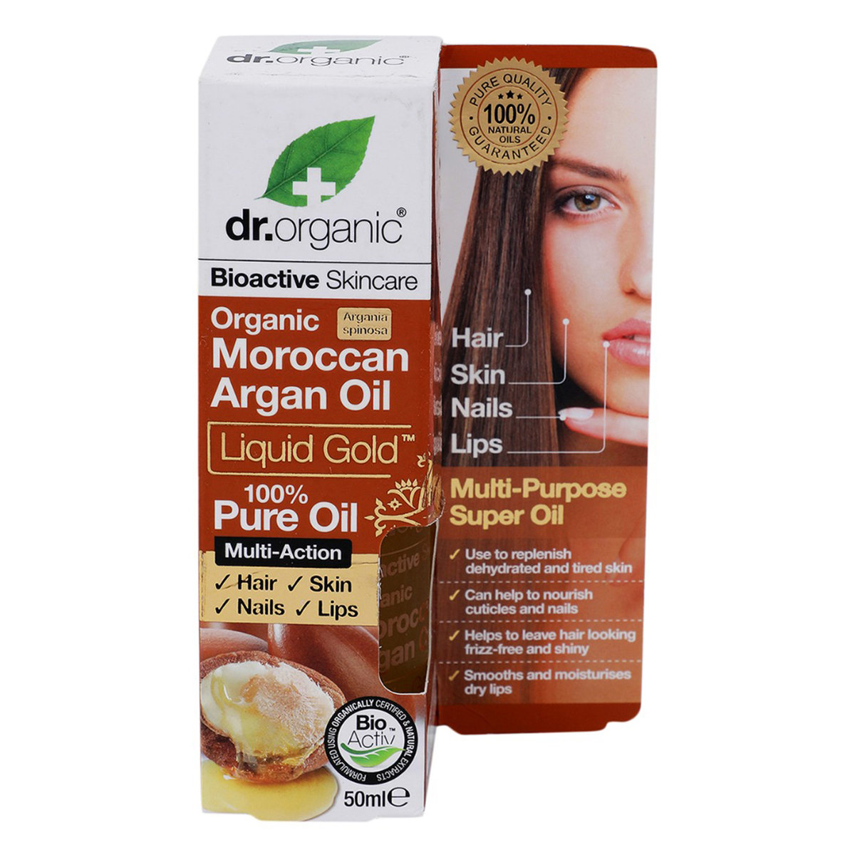 Dr. Organic Moroccan Argan Oil 50 ml | 100% Pure Argan Oil | Suitable For Hair, Skin, Nails & Lips | For Men & Women, Pack of 1 Dr. Organic Moroccan Argan Oil 50 ml | 100% Pure Argan Oil | Suitable For Hair, Skin, Nails & Lips | For Men & Women, Pack of 1