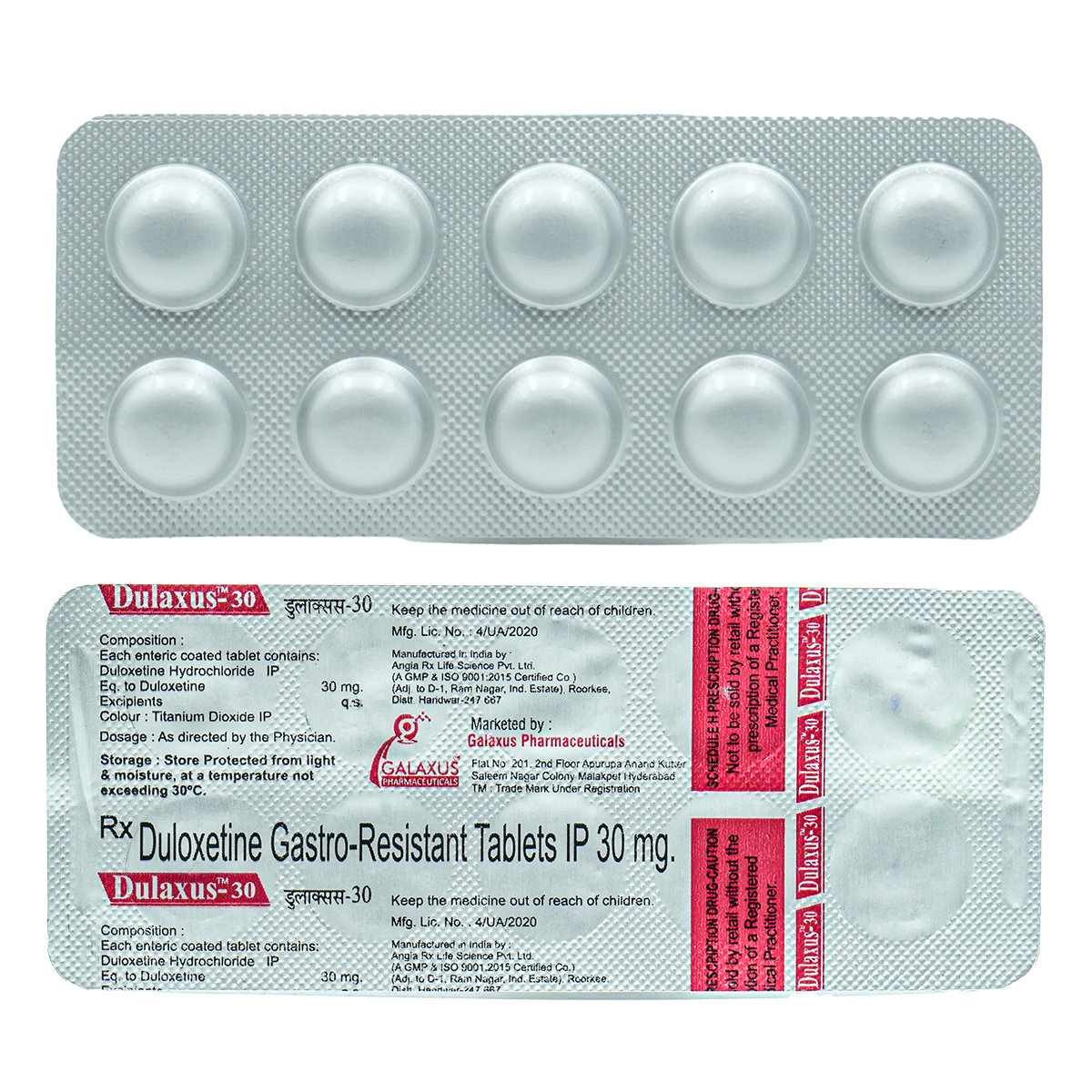 Dulaxus-30Mg Tab 10'S, Pack of 10 TABLETS Dulaxus-30Mg Tab 10'S, Pack of 10 TABLETS