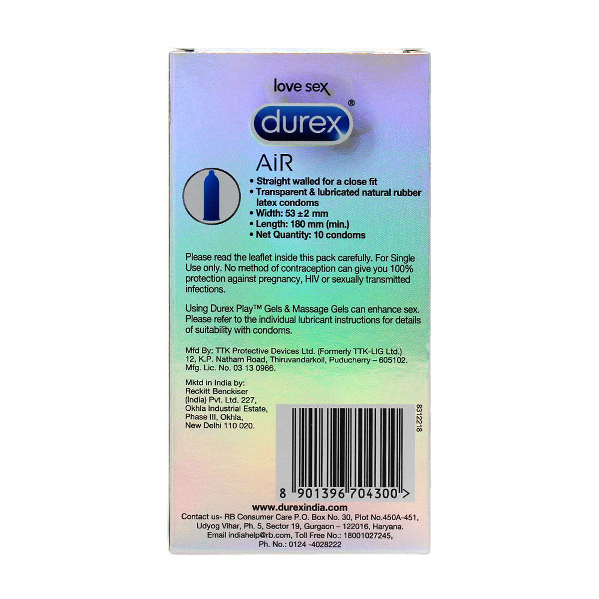 Durex Condoms, 10 Count, Pack of 1 Durex Condoms, 10 Count, Pack of 1
