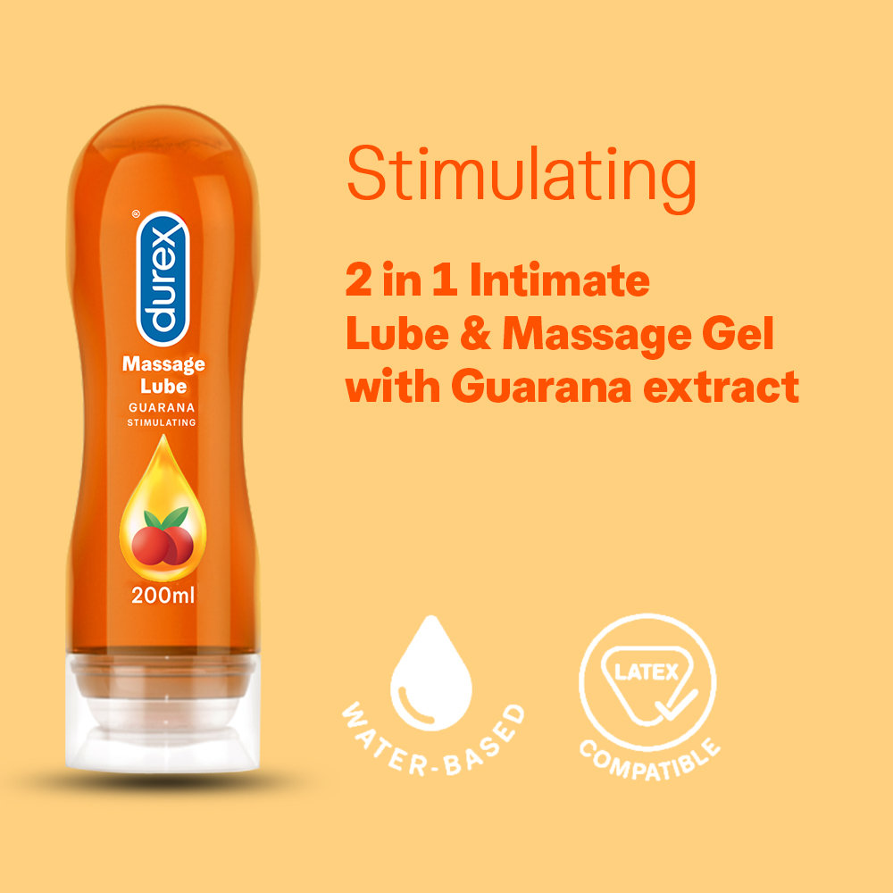 Durex Guarana Stimulating Massage Lubricant Gel, 200 ml, Pack of 1 Durex Guarana Stimulating Massage Lubricant Gel, 200 ml, Pack of 1