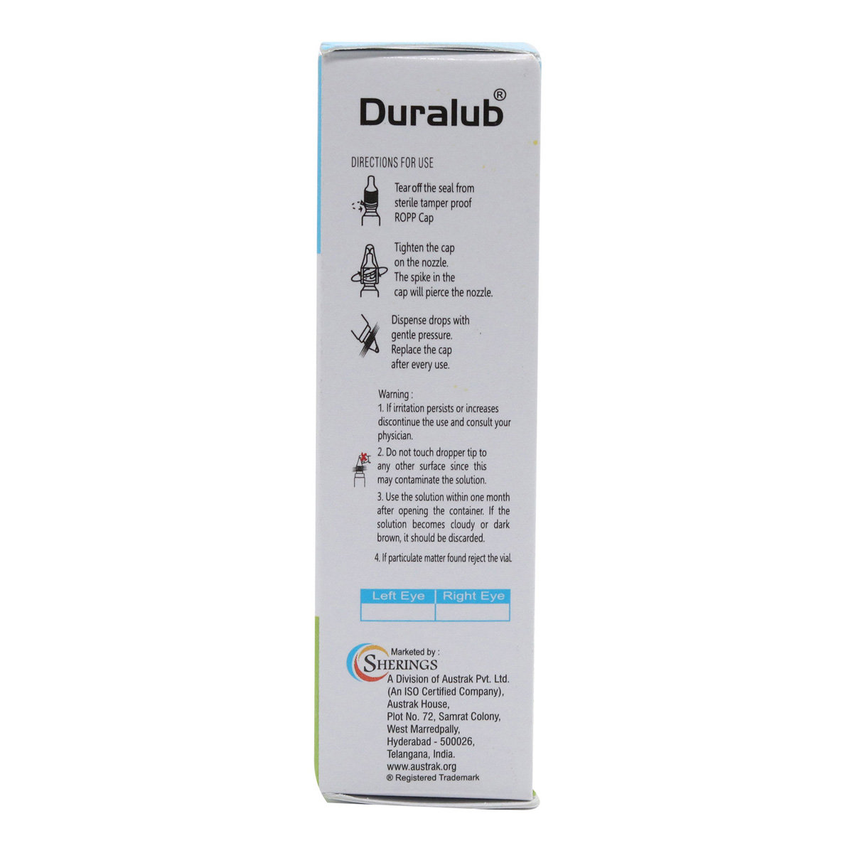 Duralub Eye Drops 10 ml, Pack of 1 OPHTHALMIC SOLUTION Duralub Eye Drops 10 ml, Pack of 1 OPHTHALMIC SOLUTION