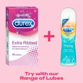 Durex Extra Ribbed Condoms, 3 Count, Pack of 1