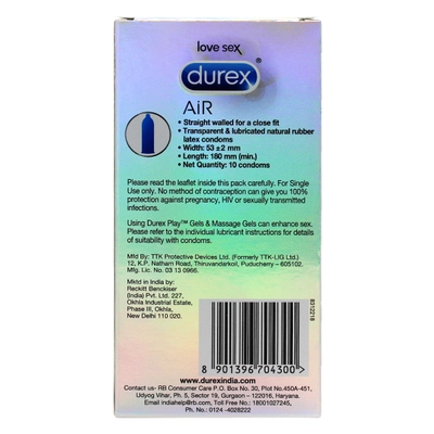 Durex Air Ultra Thin Condoms, 10 Count, Pack of 1