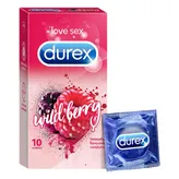 Durex Wild Berry Flavour Condoms, 10 Count, Pack of 1