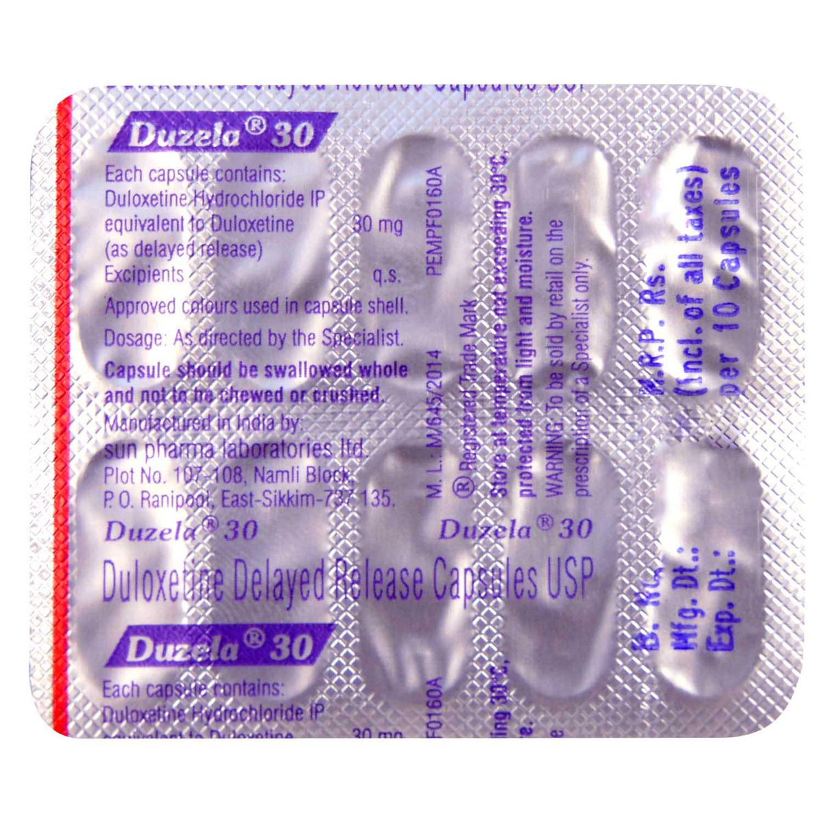 Duzela 30 Capsule 10's, Pack of 10 CAPSULES Duzela 30 Capsule 10's, Pack of 10 CAPSULES