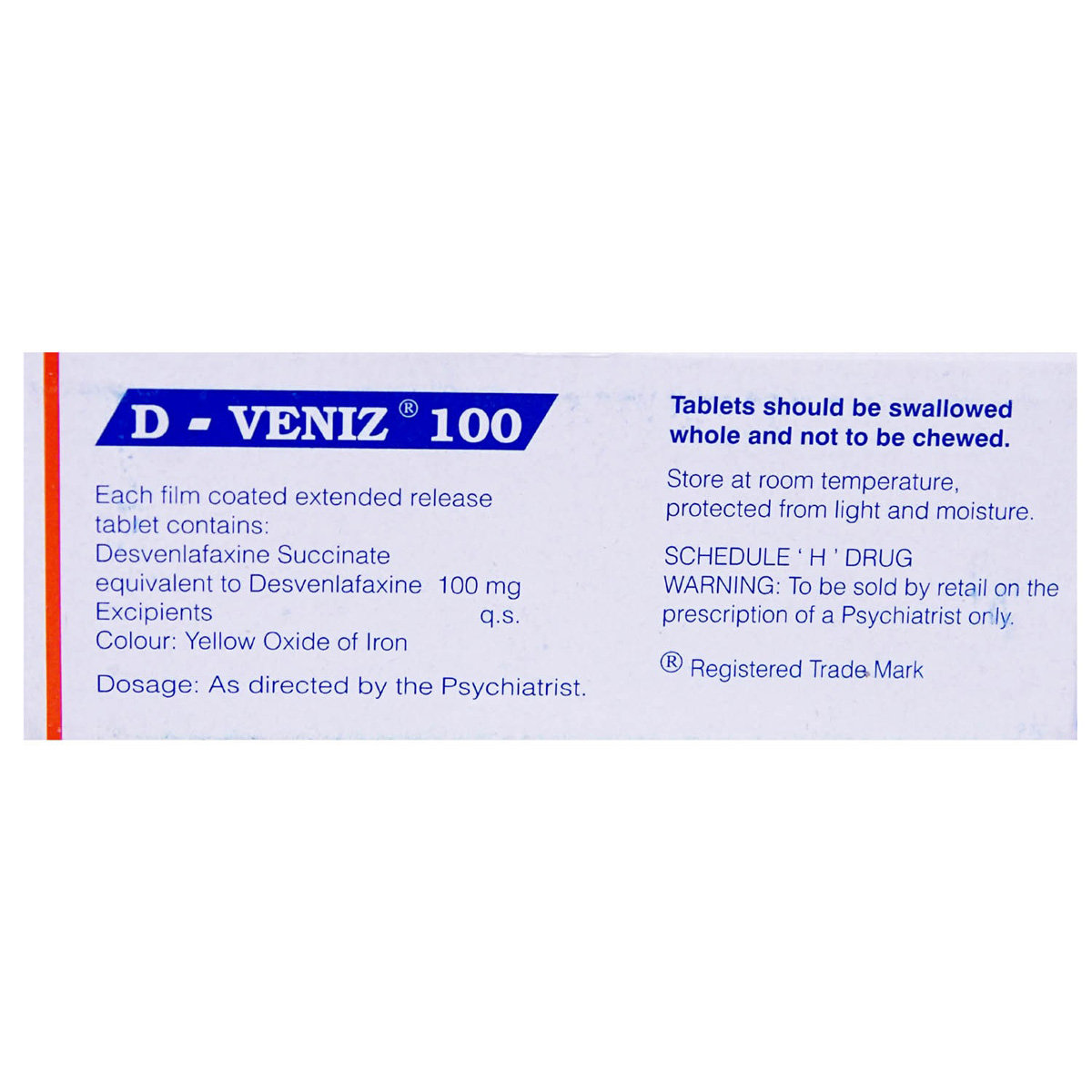 D-Veniz 100 Tablet 10's, Pack of 10 TABLETS D-Veniz 100 Tablet 10's, Pack of 10 TABLETS
