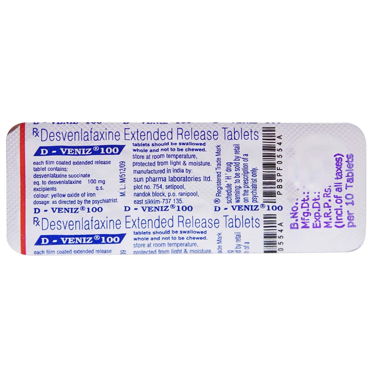 D-Veniz 100 Tablet 10's, Pack of 10 TABLETS D-Veniz 100 Tablet 10's, Pack of 10 TABLETS