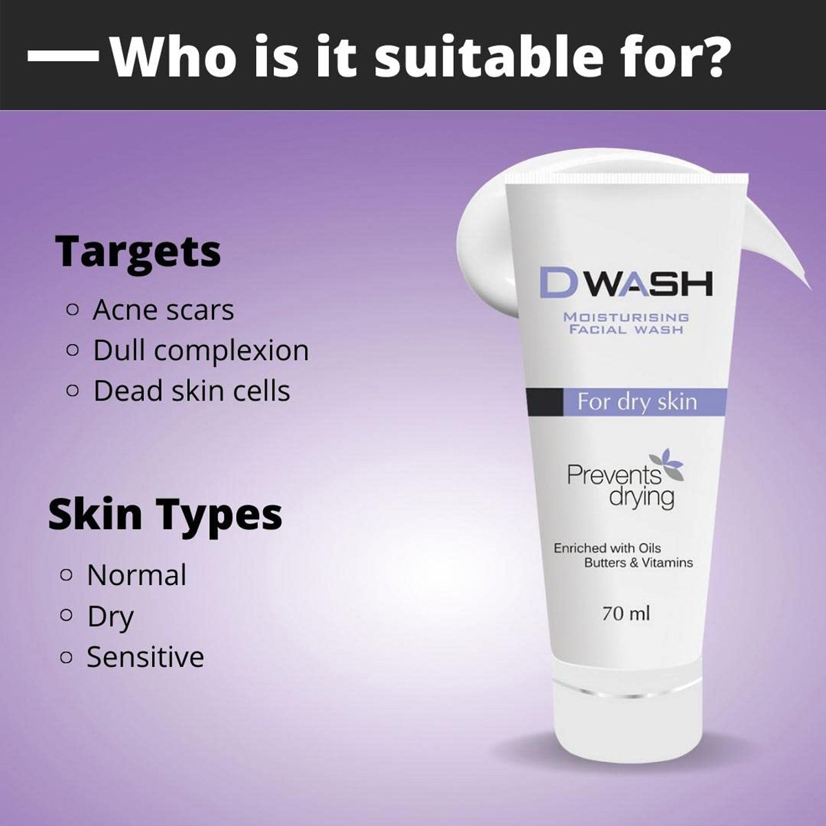 DWash Moisturising Facial Wash 70 ml, Pack of 1 DWash Moisturising Facial Wash 70 ml, Pack of 1