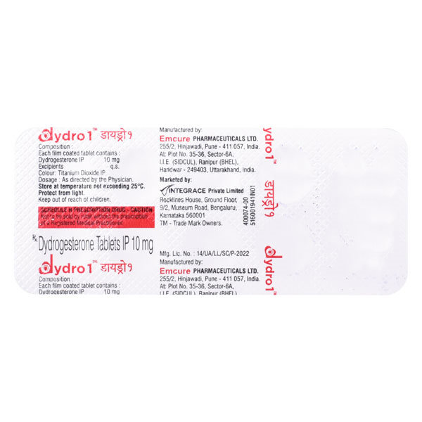 Dydro 1 Tablet 10's, Pack of 10 TabletS Dydro 1 Tablet 10's, Pack of 10 TabletS