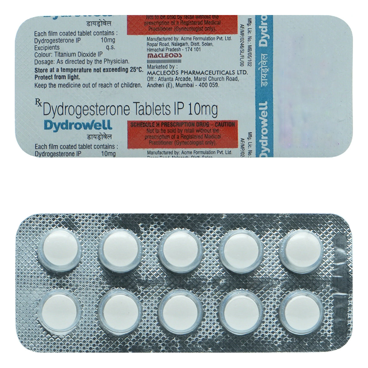 Dydrowell 10 Tablet 10's, Pack of 10 TabletS Dydrowell 10 Tablet 10's, Pack of 10 TabletS
