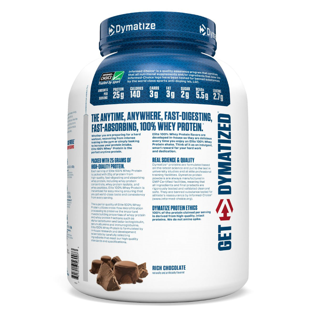 Dymatize Elite 100% Whey Protein Rich Chocolate Flavour Powder, 5 lb, Pack of 1 Dymatize Elite 100% Whey Protein Rich Chocolate Flavour Powder, 5 lb, Pack of 1