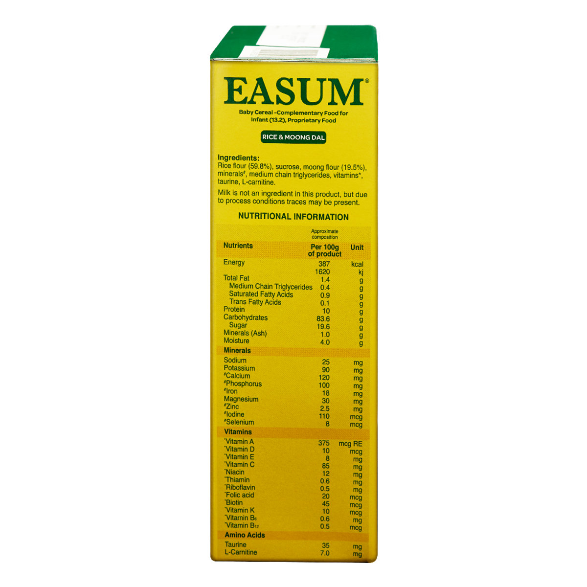 Easum Rice & Moong Dal Baby Cereal, 6 to 24 Months, 400 gm Refill Pack, Pack of 1 Easum Rice & Moong Dal Baby Cereal, 6 to 24 Months, 400 gm Refill Pack, Pack of 1