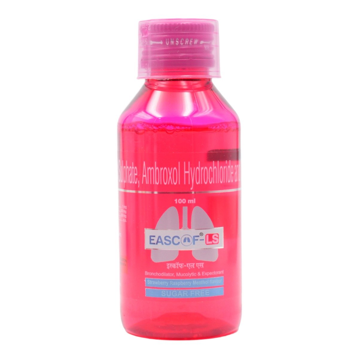 Eascof-LS Sugar Free Strawberry Raspberry Menthol Syrup 100 ml, Pack of 1 SYRUP Eascof-LS Sugar Free Strawberry Raspberry Menthol Syrup 100 ml, Pack of 1 SYRUP