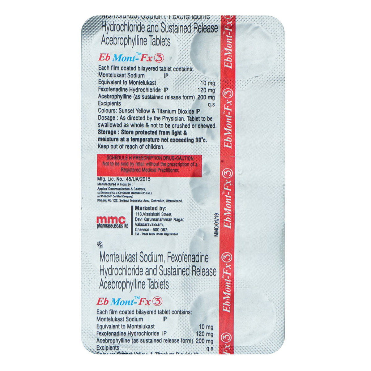 Eb Mont-Fx3 Tablet 10'S, Pack of 10 TABLETS Eb Mont-Fx3 Tablet 10'S, Pack of 10 TABLETS