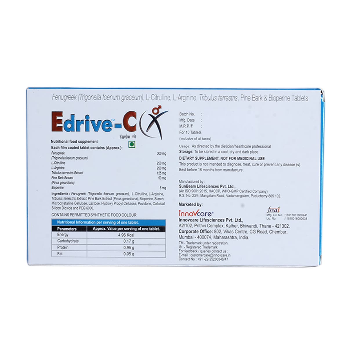 Edrive C Tablet 10's, Pack of 10 Edrive C Tablet 10's, Pack of 10