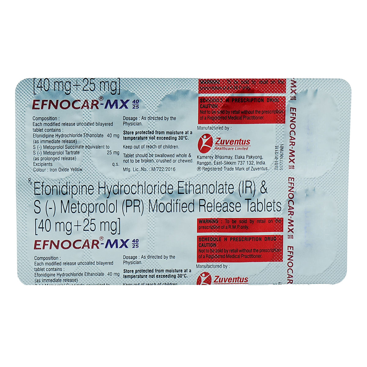 Buy Efnocar-MX 40/25 mg Tablet 10's Online