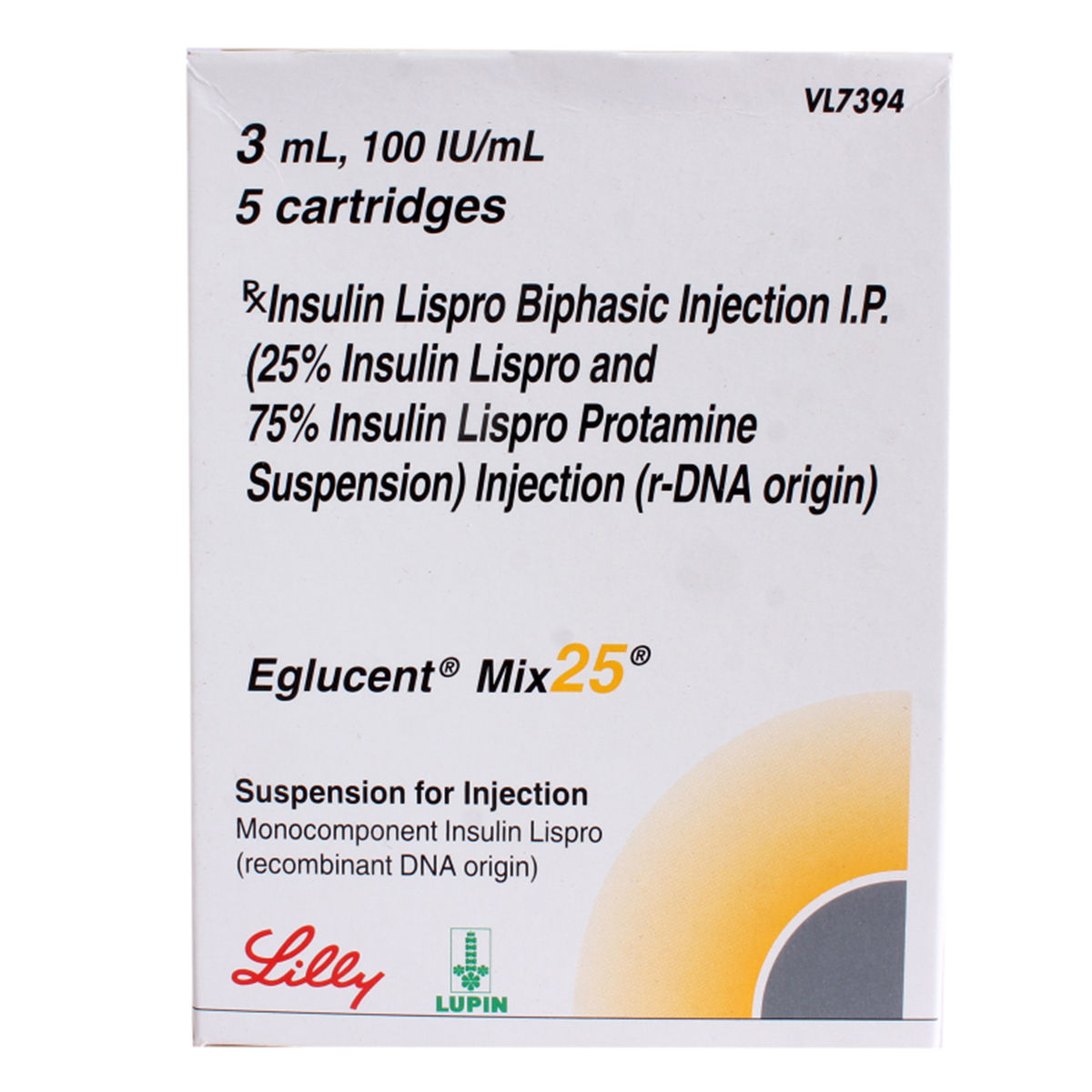 Buy Eglucent Mix 25 100IU/ml Injection 5 x 3 ml Online