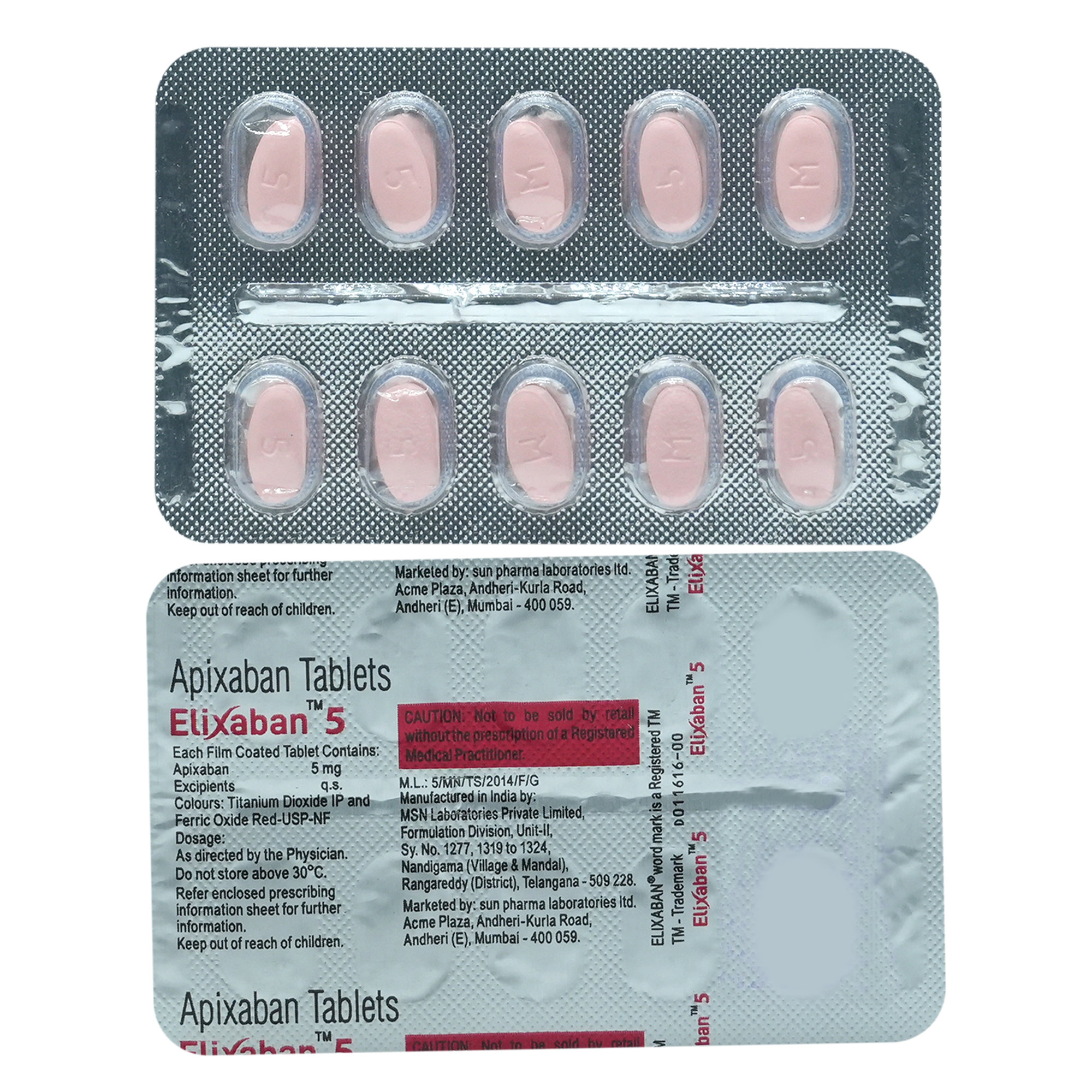 Elixaban 5 Tablet 10's, Pack of 10 TABLETS Elixaban 5 Tablet 10's, Pack of 10 TABLETS