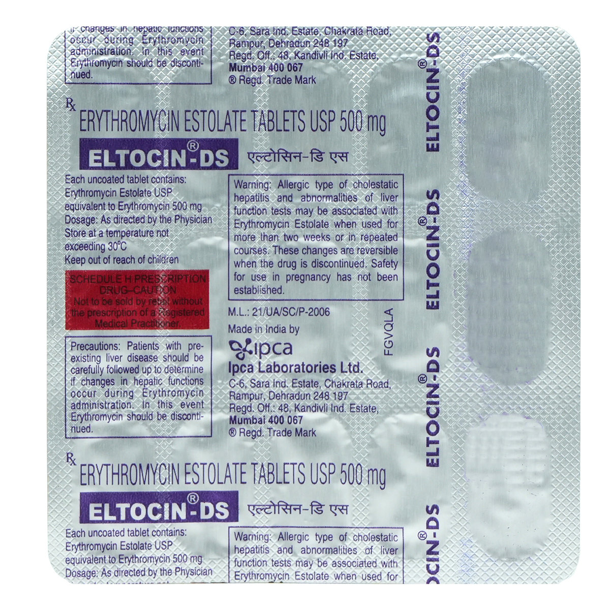 Eltocin-DS 500 mg Tablet 15's, Pack of 15 TabletS Eltocin-DS 500 mg Tablet 15's, Pack of 15 TabletS