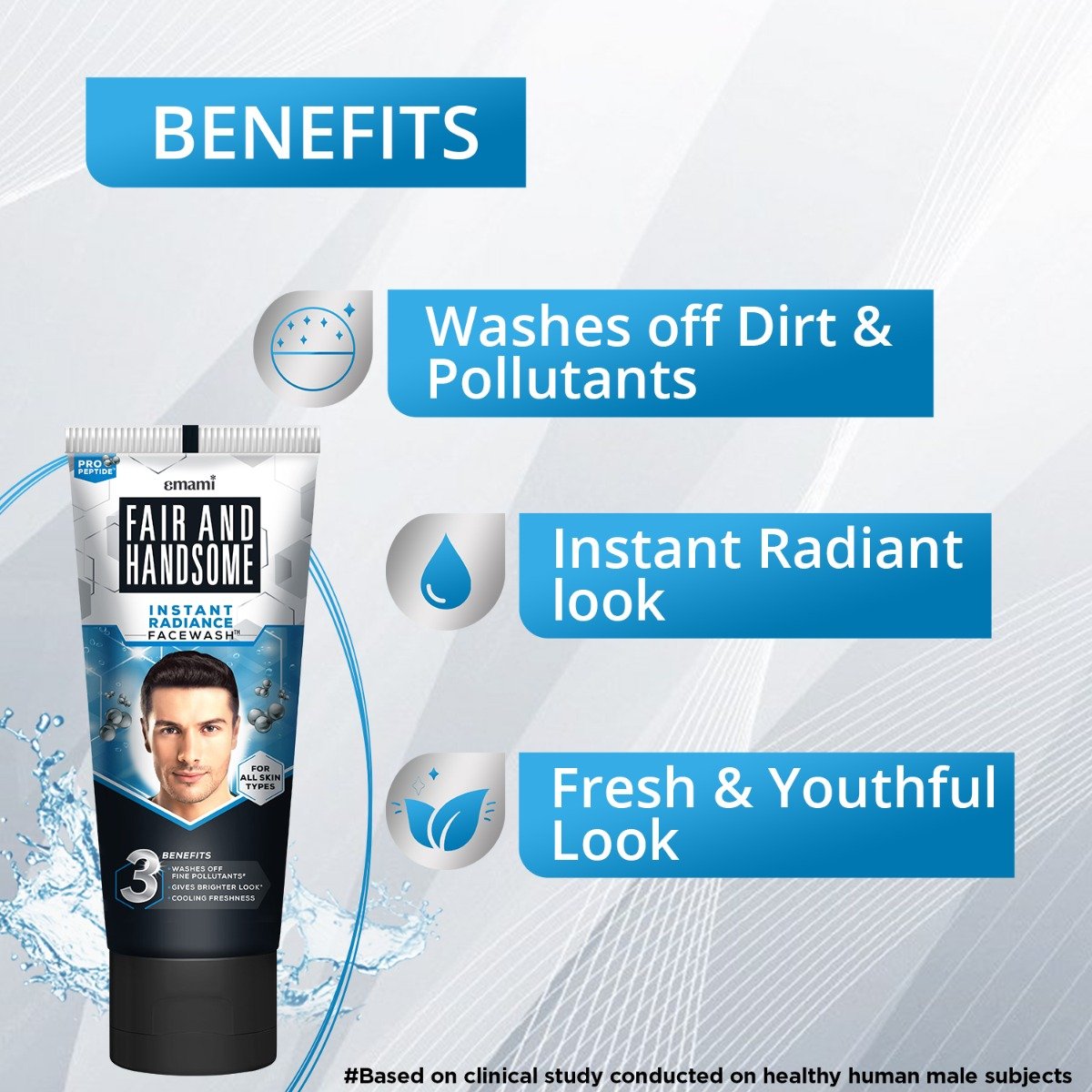 Fair and Handsome Instant Radiance Face Wash 50 gm | Deeply Cleanses Fine Pollutants | Give Brighter Skin With Cooling Freshness | For Men | For All Skin Type, Pack of 1 Fair and Handsome Instant Radiance Face Wash 50 gm | Deeply Cleanses Fine Pollutants | Give Brighter Skin With Cooling Freshness | For Men | For All Skin Type, Pack of 1