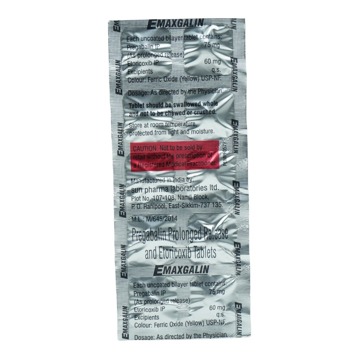 Buy Emaxgalin 75 mg Tablet 10's Online