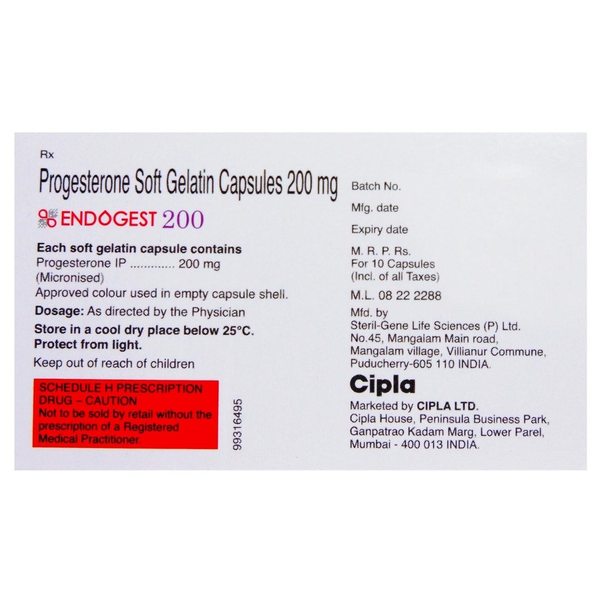 Endogest 200 Soft Gelatin Capsule 10's, Pack of 10 TABLETS Endogest 200 Soft Gelatin Capsule 10's, Pack of 10 TABLETS