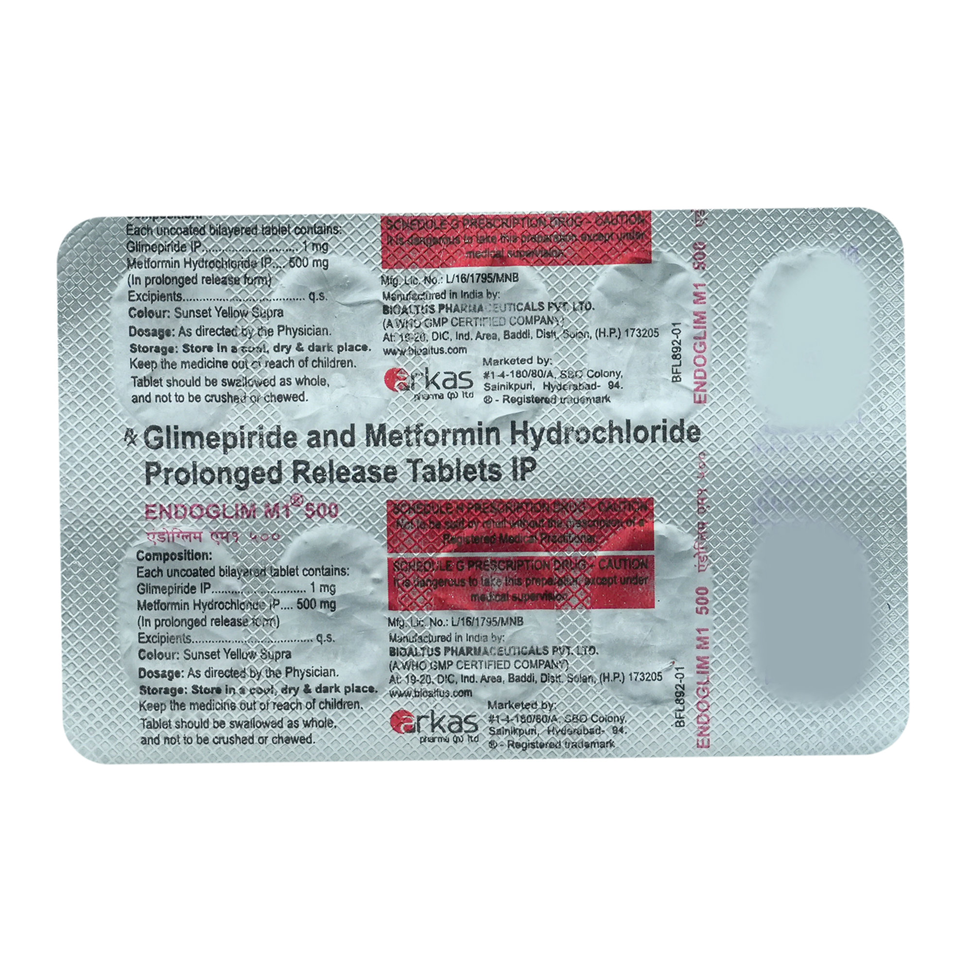 Endoglim M1 500 Tablet 10's, Pack of 10 TABLETS Endoglim M1 500 Tablet 10's, Pack of 10 TABLETS