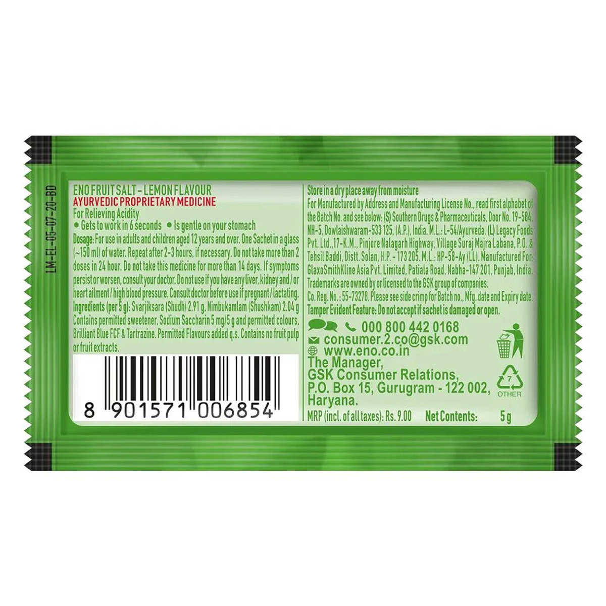 ENO Lemon Flavour Powder, 5 gm, Pack of 1 ENO Lemon Flavour Powder, 5 gm, Pack of 1