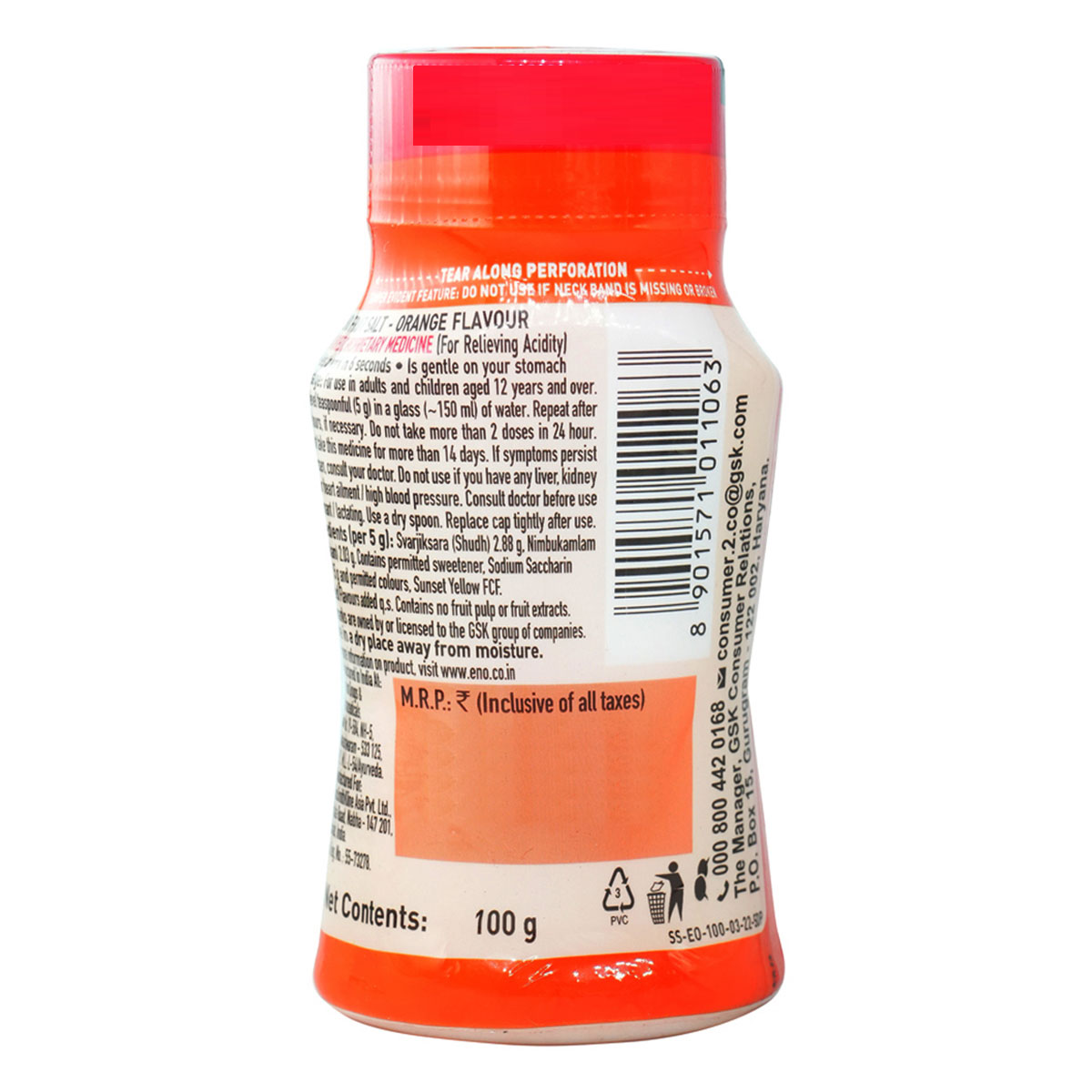 ENO Fruit Salt Orange Flavour Powder, 100 gm, Pack of 1 ENO Fruit Salt Orange Flavour Powder, 100 gm, Pack of 1