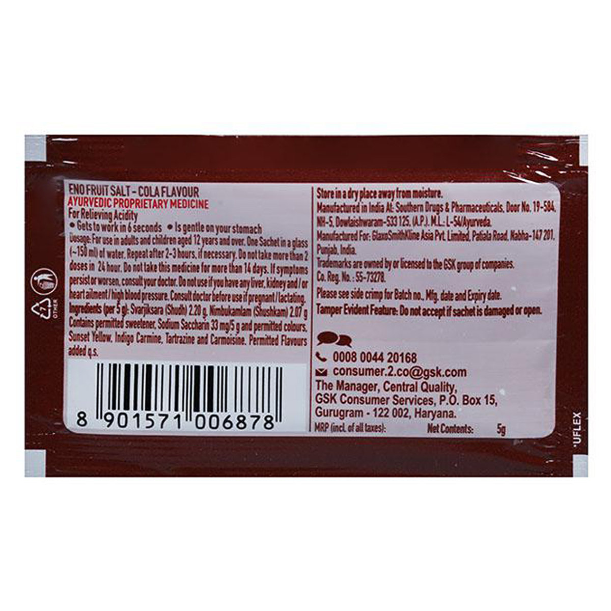 ENO Cola Flavour Powder, 5 gm, Pack of 1 ENO Cola Flavour Powder, 5 gm, Pack of 1