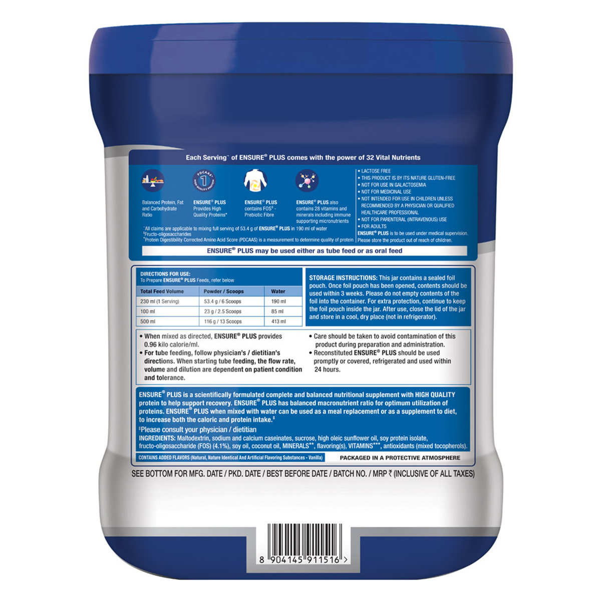 Ensure Plus Complete, Balanced Nutrition Vanilla Flavour Powder for Adults, 1 kg, Pack of 1 Ensure Plus Complete, Balanced Nutrition Vanilla Flavour Powder for Adults, 1 kg, Pack of 1