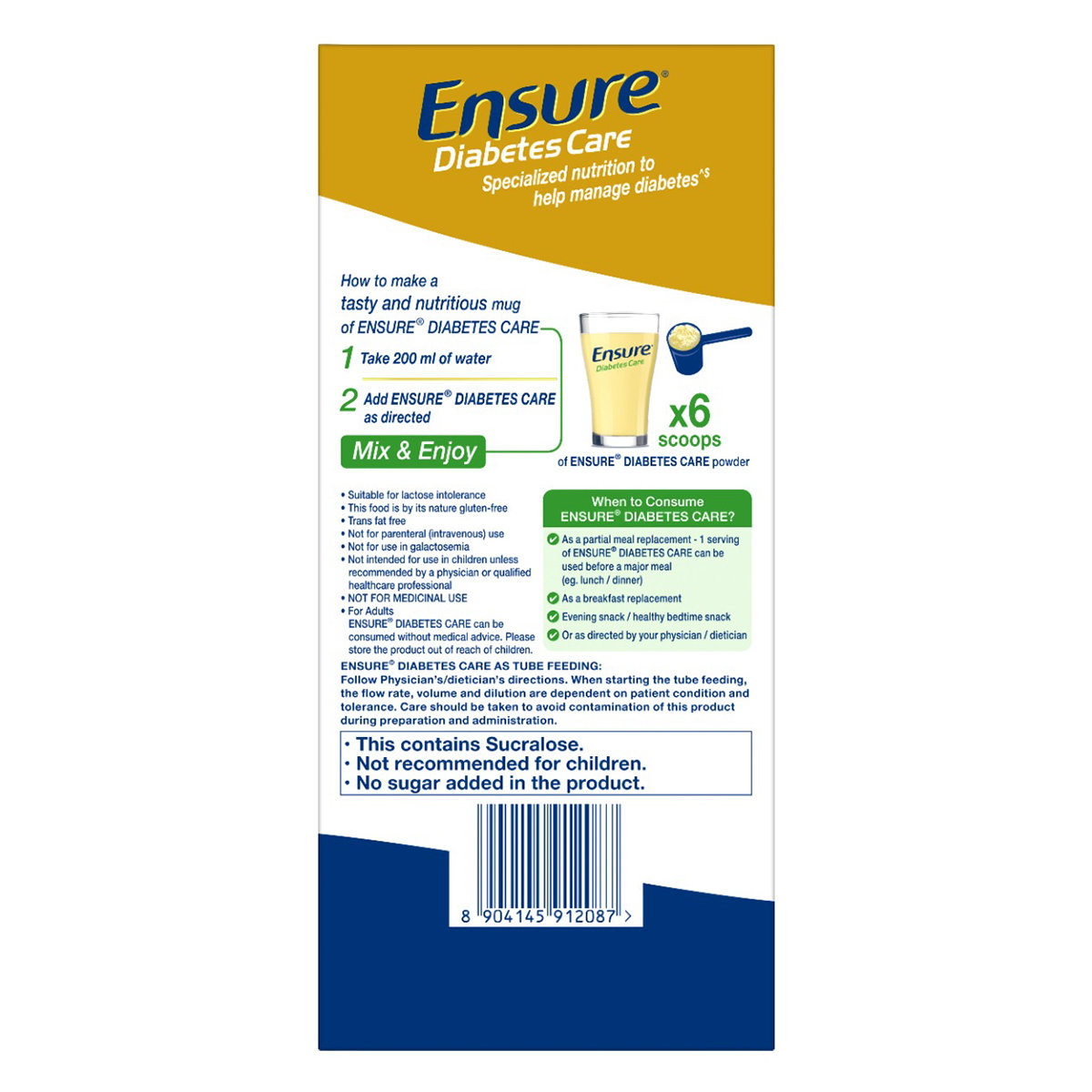 Ensure Diabetes Care Vanilla Delight Flavour Powder for Adults, 1 kg (2x500 gm), Pack of 1 Ensure Diabetes Care Vanilla Delight Flavour Powder for Adults, 1 kg (2x500 gm), Pack of 1